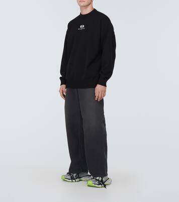 بنطلون بأرجل واسعة من القطن بخصر متوسط | Balenciaga