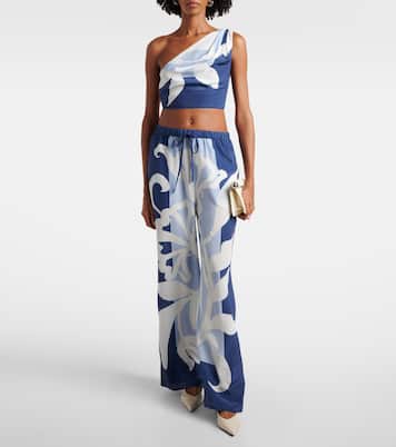 Bedrucktes Cropped-Top Portia aus Seide | SIR