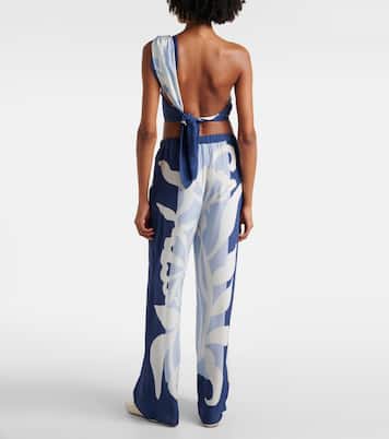 Bedrucktes Cropped-Top Portia aus Seide | SIR