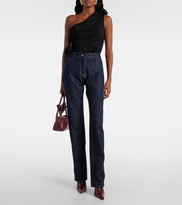 Floral-appliqué one-shoulder jersey top | Magda Butrym