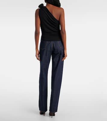 Floral-appliqué one-shoulder jersey top | Magda Butrym