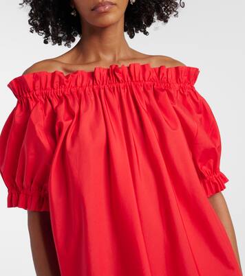 Puff-sleeve ruffled cotton midi dress | Simone Rocha