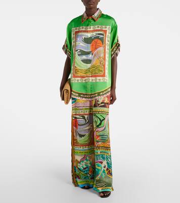 Pantalon ample Lucky Pace imprimé en soie | Alémais
