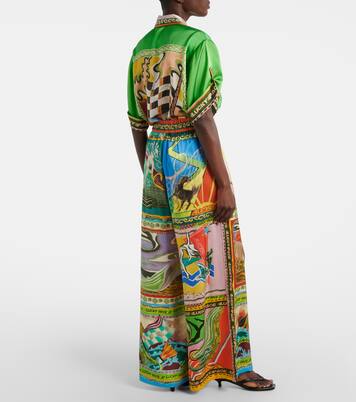 Pantalon ample Lucky Pace imprimé en soie | Alémais