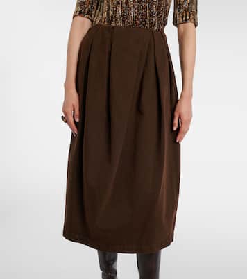 Falda midi de denim drapeada | Dries Van Noten