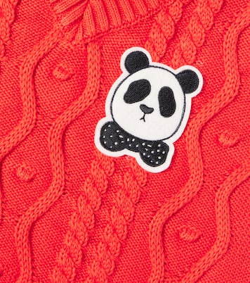 Panda cable-knit cotton vest | Mini Rodini