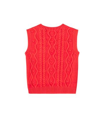 Panda cable-knit cotton vest | Mini Rodini