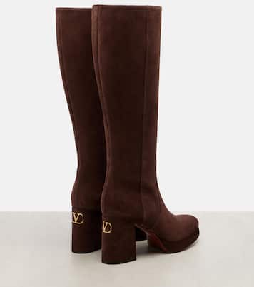 Fawcette 90 suede platform knee-high boots | Valentino Garavani