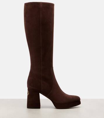 Fawcette 90 suede platform knee-high boots | Valentino Garavani