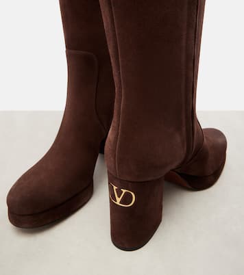 Fawcette 90 suede platform knee-high boots | Valentino Garavani