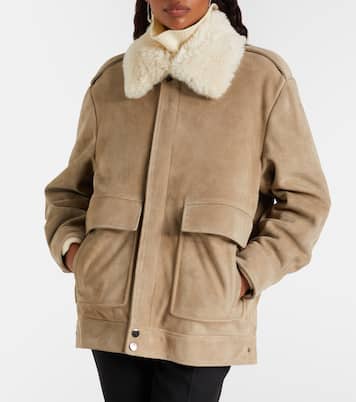 Drey shearling-trimmed suede jacket | Nour Hammour
