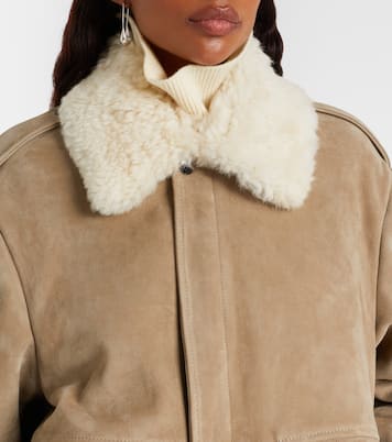 Drey shearling-trimmed suede jacket | Nour Hammour