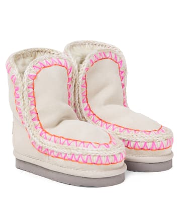 Stivali in suede con shearling e ricamo | Mou Kids