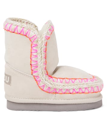 Stivali in suede con shearling e ricamo | Mou Kids