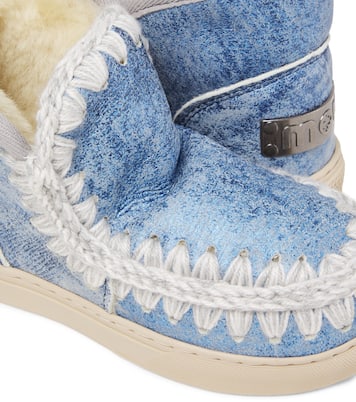 Embroidered shearling-lined suede boots | Mou Kids