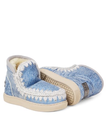 Embroidered shearling-lined suede boots | Mou Kids