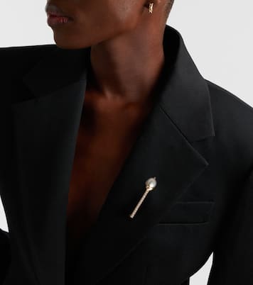 Broche en or 14 ct, diamants et perles | Mateo