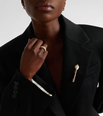 Broche en or 14 ct, diamants et perles | Mateo