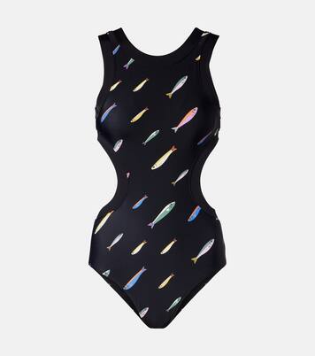 Dolce cutout printed swimsuit | Staud