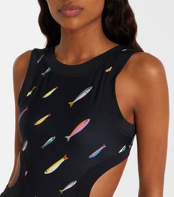 Dolce cutout printed swimsuit | Staud