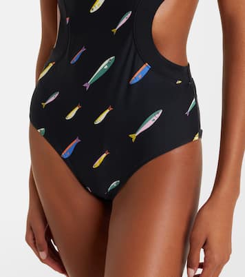 Dolce cutout printed swimsuit | Staud