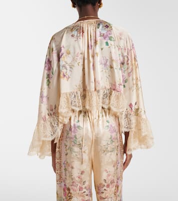 Top cropped in seta con pizzo | Camilla