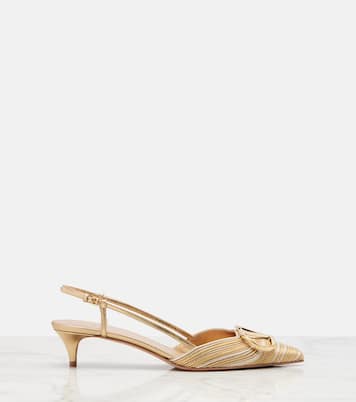 Slingback-Pumps VLogo Signature aus Metallic-Leder | Valentino Garavani