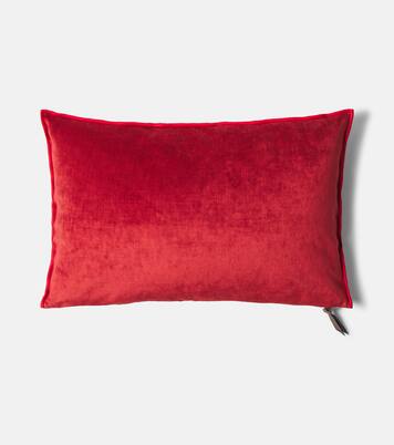 Leather-trimmed cushion | Maison de Vacances
