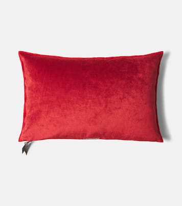 Leather-trimmed cushion | Maison de Vacances