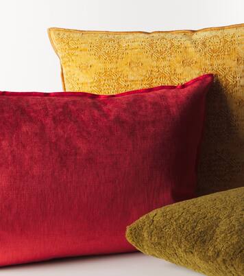 Leather-trimmed cushion | Maison de Vacances