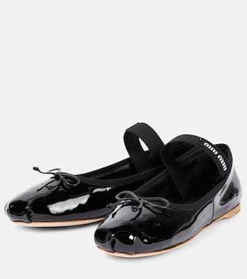 Ballerine in vernice con logo | Miu Miu