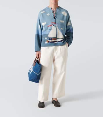 Pinafore bow-detail cotton jacquard sweater | Bode