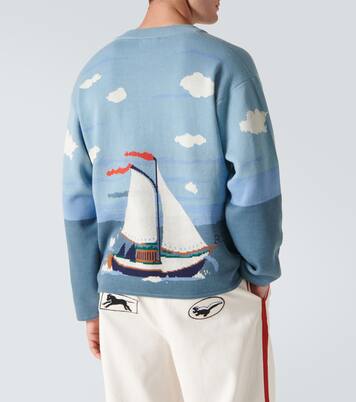 Pinafore bow-detail cotton jacquard sweater | Bode