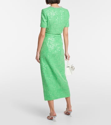 Cropped-Top aus Bouclé mit Pailletten | Self-Portrait