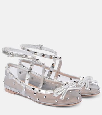 Verzierte Ballerinas Rockstud aus Mesh | Valentino Garavani