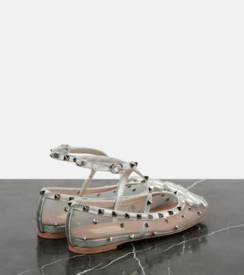 Verzierte Ballerinas Rockstud aus Mesh | Valentino Garavani
