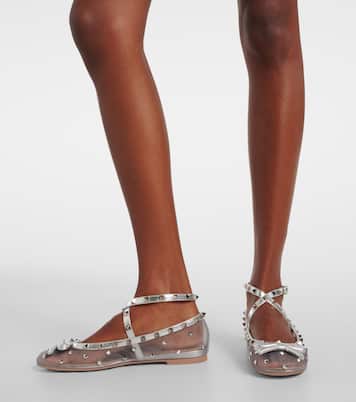 Verzierte Ballerinas Rockstud aus Mesh | Valentino Garavani