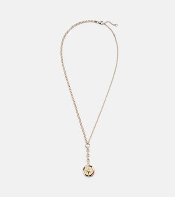 Internal Compass 18kt gold necklace with diamond and enamel | FoundRae
