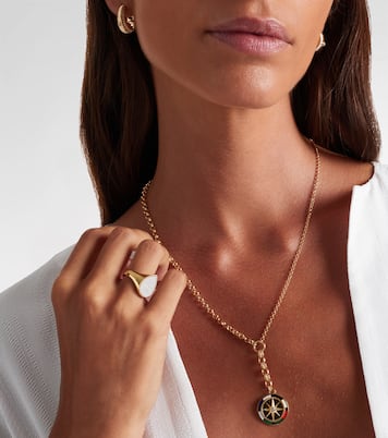 Internal Compass 18kt gold necklace with diamond and enamel | FoundRae