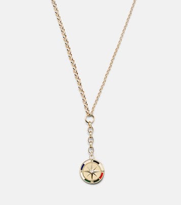 Internal Compass 18kt gold necklace with diamond and enamel | FoundRae