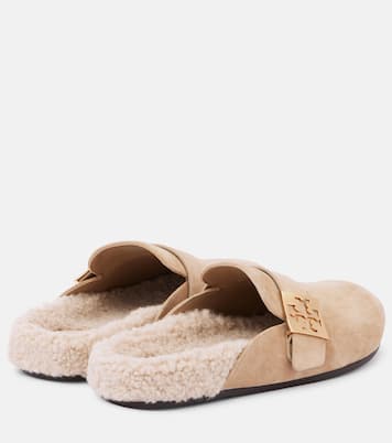 Mules Mellow in suede e shearling | Tory Burch