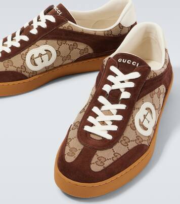 Interlocking G suede-trimmed sneakers | Gucci