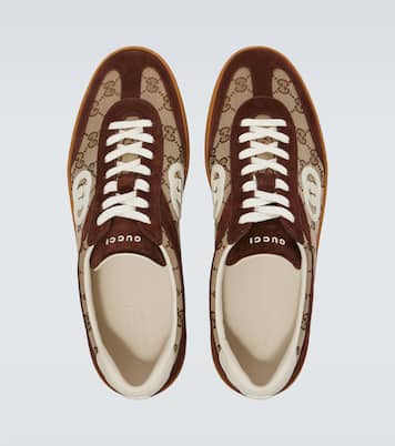 Interlocking G suede-trimmed sneakers | Gucci