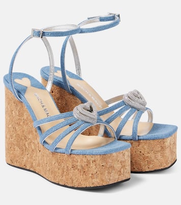 Wedge-Sandalen Double Heart aus Denim | Mach & Mach