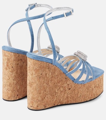 Wedge-Sandalen Double Heart aus Denim | Mach & Mach