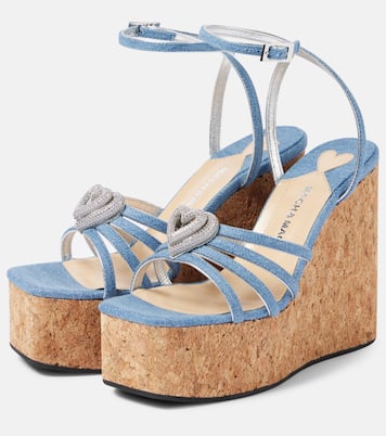 Wedge-Sandalen Double Heart aus Denim | Mach & Mach
