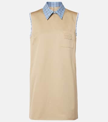 Vestido corto de algodón con logo | Miu Miu