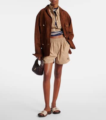 Logo棉质府绸短裤 | Miu Miu