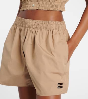 Logo棉质府绸短裤 | Miu Miu