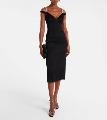 Robe midi en satin à cristaux | David Koma